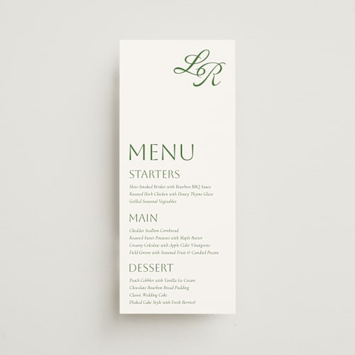 This is a sage menu cards with standard by Huefete called blend printing on signature in 4x9