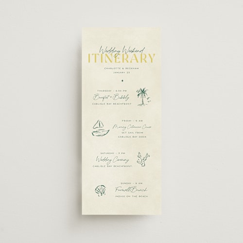 This is a island citrus ceremony reception essentials with standard by Pixel and Hank called coastal drift printing on signature in 4x9
