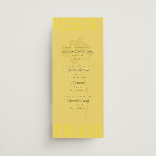 This is a island citrus ceremony reception essentials with standard by Morgan Kendall called bloom printing on signature in 4x9