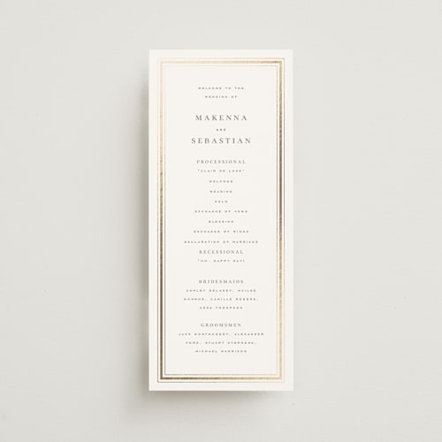 This is a chantilly unique wedding programs with foil pressed by Wildfield Paper Co called hampton printing on signature in standard