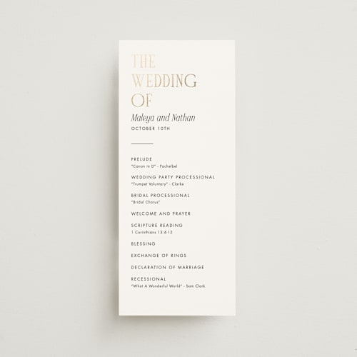 This is a lace unique wedding programs with foil pressed by Kaydi Bishop called magazine printing on signature in 4x9