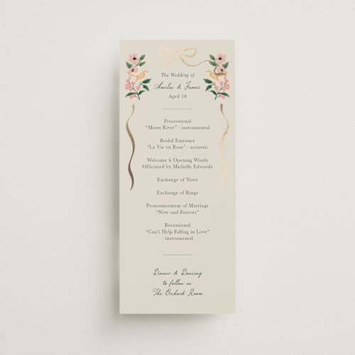This is a garden unique wedding programs with foil pressed by Elly called garden feast printing on signature in standard
