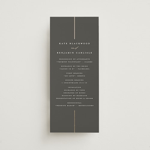 This is a iron unique wedding programs with foil pressed by Erica Krystek called formal lines printing on signature in standard