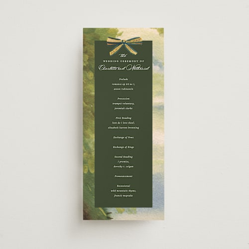 This is a golden unique wedding programs with foil pressed by Claudia Orengo called tuileries printing on signature in standard