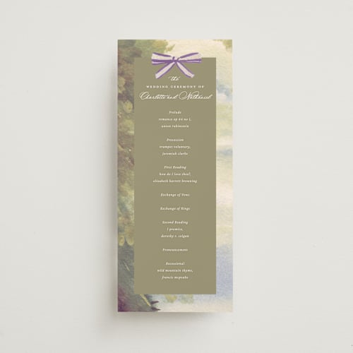 This is a amethyst unique wedding programs with foil pressed by Claudia Orengo called tuileries printing on signature in standard