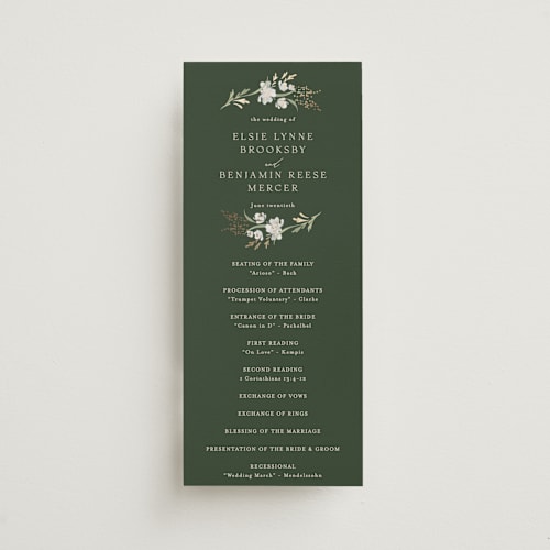 This is a forest floor unique wedding programs with foil pressed by Erin L. Wilson called meadow printing on signature in standard