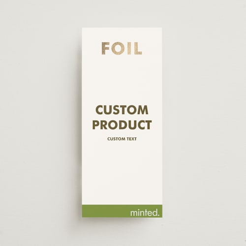 This is a golden unique wedding programs with foil pressed by Minted called portrait custom printing on signature in 4x9