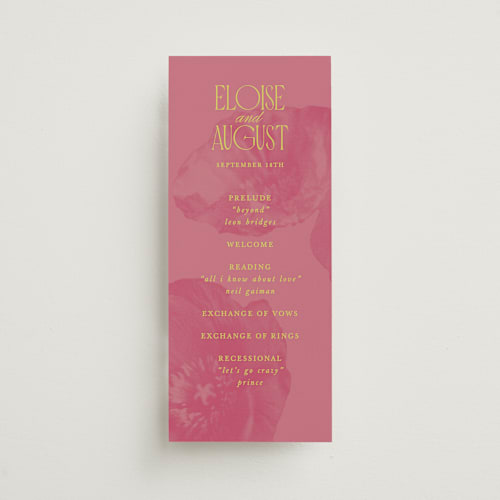 This is a flamingo unique wedding programs with standard by Morgan Kendall called maximalist poppies printing on signature in standard