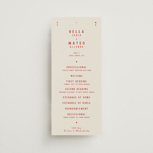 This is a sierra unique wedding programs with standard by Ani Somi called coyota printing on signature in standard