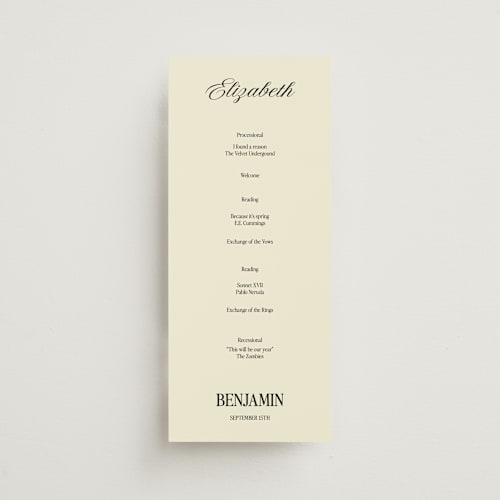 This is a butter unique wedding programs with standard by Helena Vitto called the eternal printing on signature in standard