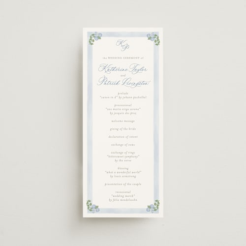 This is a ocean unique wedding programs with standard by Creo Study called pillowy border printing on signature in standard