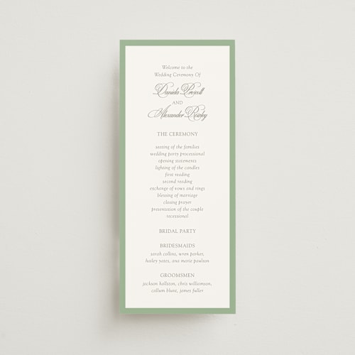 This is a mint unique wedding programs with standard by Melinda Denison called romantic garden printing on signature in standard