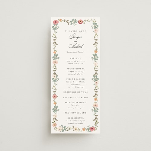 This is a sunset unique wedding programs with standard by Susan Moyal called cherished printing on signature in standard