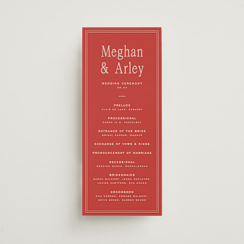 This is a cherry unique wedding programs with standard by Ellen Schlegelmilch called cherry printing on signature in standard