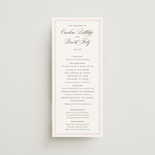 This is a peony unique wedding programs with standard by Megan Davis called nola printing on signature in standard