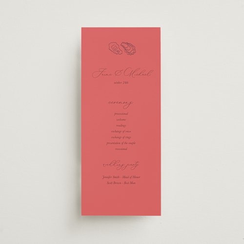 This is a lobster shell unique wedding programs with standard by Cotton and Bow called i found my pearl printing on signature in standard