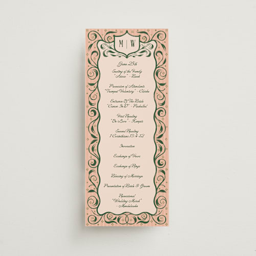 This is a verde unique wedding programs with standard by Paper Sun Studio called bountiful printing on signature in standard