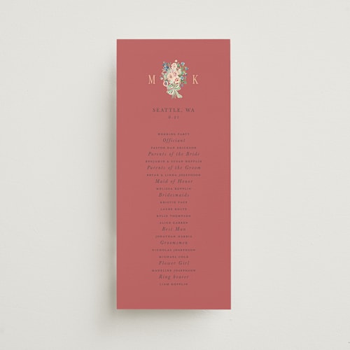 This is a rose unique wedding programs with standard by Itsy Belle Studio called ruban en fleur printing on signature in standard