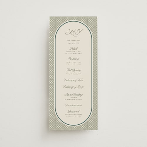 This is a moss unique wedding programs with standard by Kelly Watkins called literary printing on signature in standard