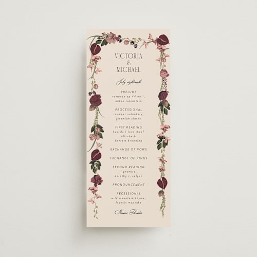 This is a merlota unique wedding programs with standard by Susan Moyal called romantics printing on signature in standard