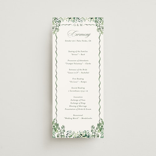 This is a sap unique wedding programs with standard by Becky Nimoy called gates and pillars printing on signature in standard