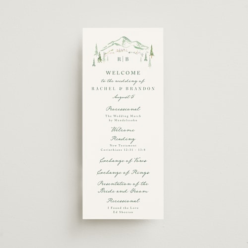 This is a meadow unique wedding programs with standard by Petra Kern called plain air printing on signature in standard