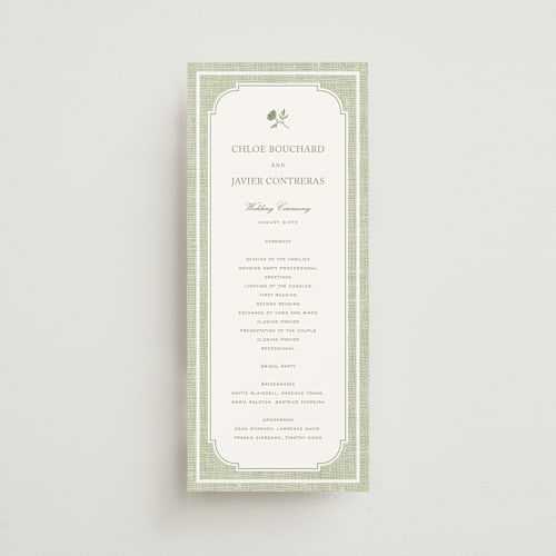 This is a garden unique wedding programs with standard by Kelly Schmidt called summer linen printing on signature in standard
