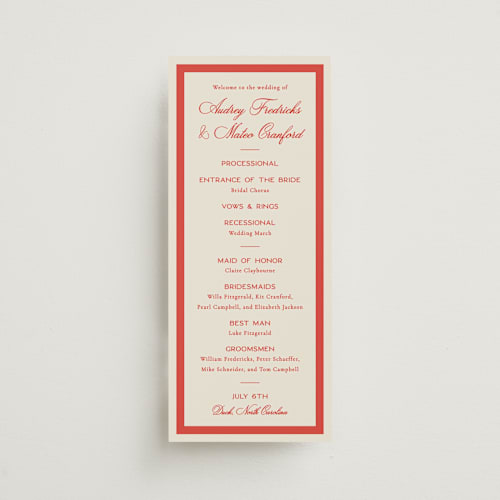 This is a lobster unique wedding programs with standard by Jackie Crawford called kitty hawk printing on signature in standard
