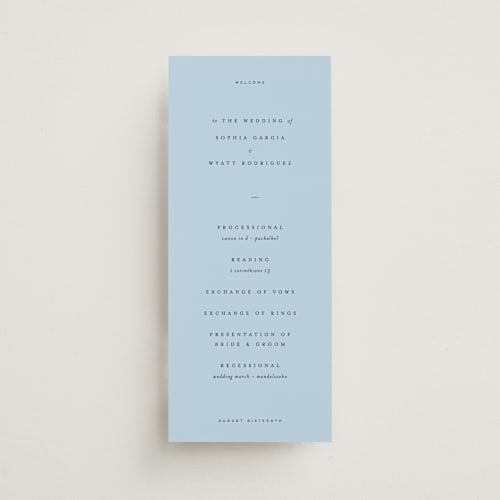 This is a sky unique wedding programs with standard by Blustery August called tarte tatin printing on signature in standard