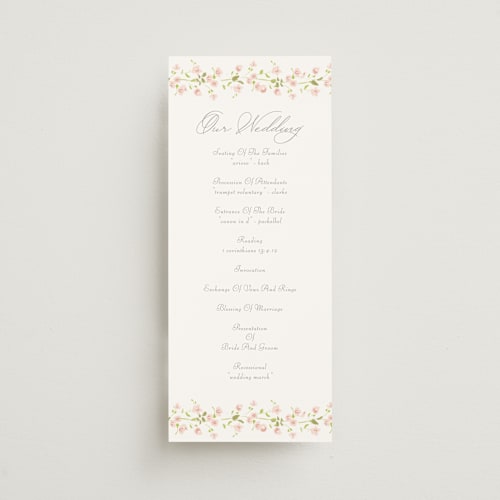 This is a peony unique wedding programs with standard by Baumbirdy called rosebud printing on signature in standard
