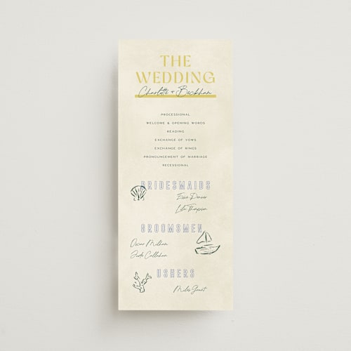 This is a island citrus unique wedding programs with standard by Pixel and Hank called coastal drift printing on signature in standard
