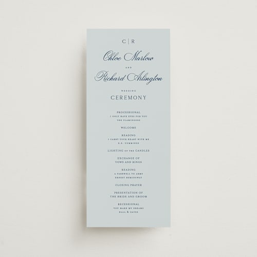 This is a sky unique wedding programs with standard by Kelly Schmidt called landscape script printing on signature in standard