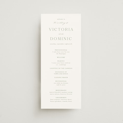 This is a clover unique wedding programs with standard by Kelly Schmidt called victoria printing on signature in 4x9
