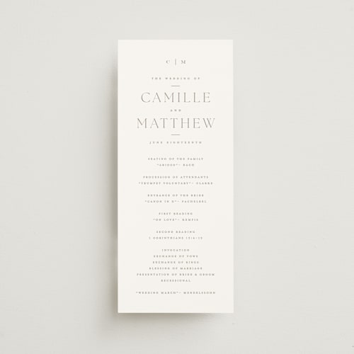 This is a latte unique wedding programs with standard by Kristie Kern called gwenyth printing on signature in 4x9