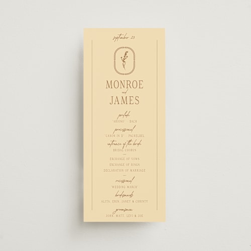 This is a bark unique wedding programs with standard by Jen Ramsey called classic and floral printing on signature in standard