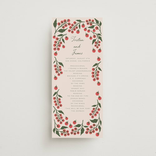 This is a tomato unique wedding programs with standard by Katharine Watson called cherry tomatoes printing on signature in standard