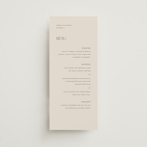 This is a vanilla bean menu cards with standard by Pati Cascino called eisin printing on signature in 4x9
