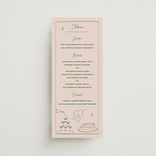 This is a avocado menu cards with standard by Helena Vitto called crazy little thing called love printing on signature in 4x9