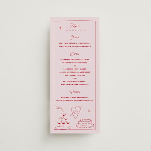 This is a cherry menu cards with standard by Helena Vitto called crazy little thing called love printing on signature in 4x9