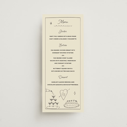 This is a leather menu cards with standard by Helena Vitto called crazy little thing called love printing on signature in 4x9