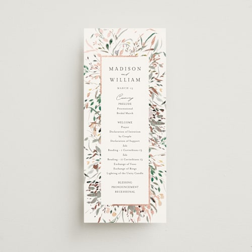 This is a garden unique wedding programs with foil pressed by Itsy Belle Studio called undone printing on signature in standard