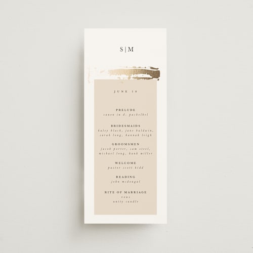This is a blush unique wedding programs with foil pressed by Hannah Williams called modern serene printing on signature in standard