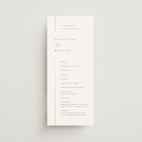 This is a classic unique wedding programs with foil pressed by Kelly Schmidt called london printing on signature in standard