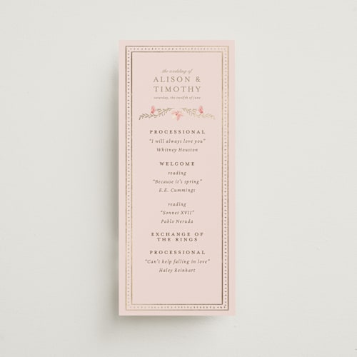 This is a versailles unique wedding programs with foil pressed by Claudia Orengo called victorian printing on signature in standard