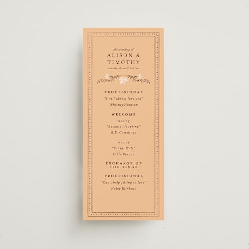 This is a rennie unique wedding programs with foil pressed by Claudia Orengo called victorian printing on signature in standard