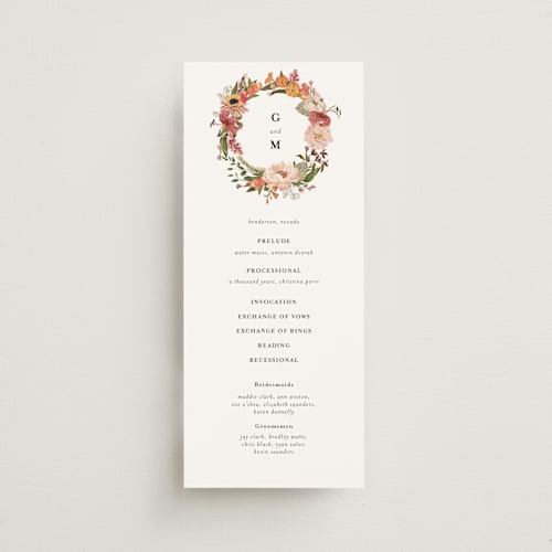 This is a summer unique wedding programs with foil pressed by Susan Moyal called harmony printing on signature in standard