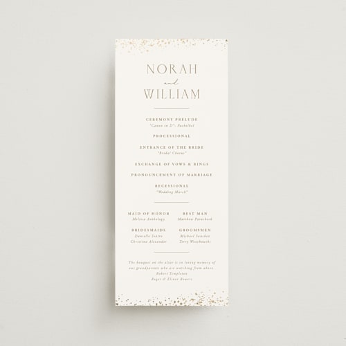 This is a dove unique wedding programs with foil pressed by Meggy Masters called effervescent printing on signature in standard