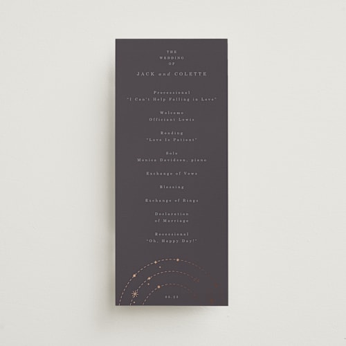 This is a twilight unique wedding programs with foil pressed by Baumbirdy called north printing on signature in standard