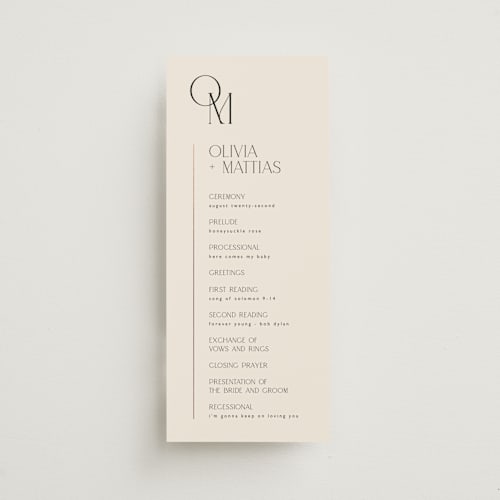 This is a linen unique wedding programs with foil pressed by Kelly Schmidt called modern corner printing on signature in standard
