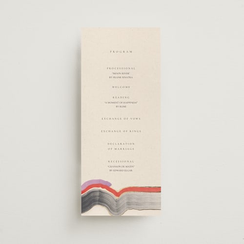 This is a gem unique wedding programs with foil pressed by Sumak Studio called agate printing on signature in standard